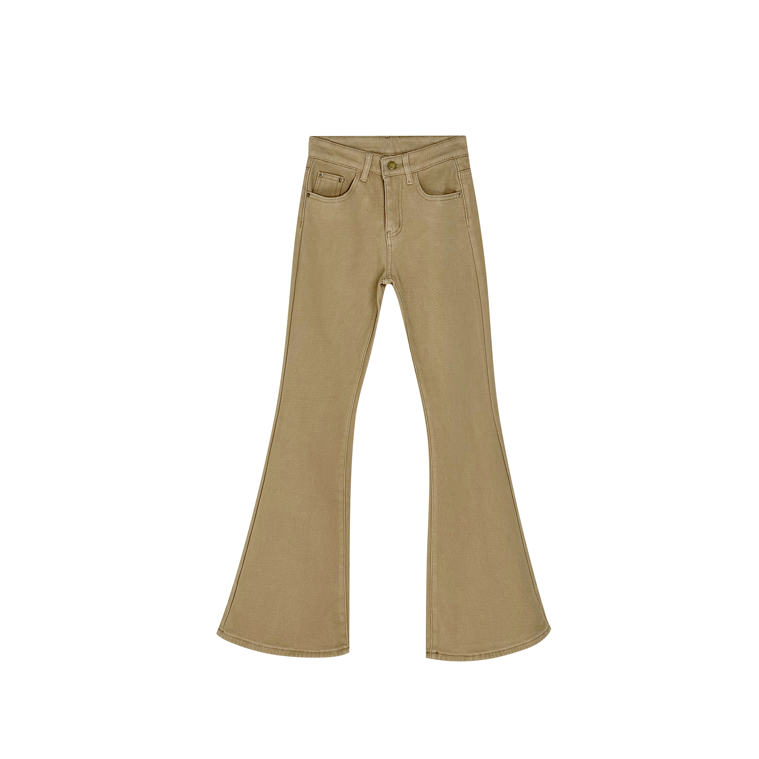 【加绒卡其牛仔裤】冬季常规加绒牛仔裤高腰显瘦微喇牛仔裤