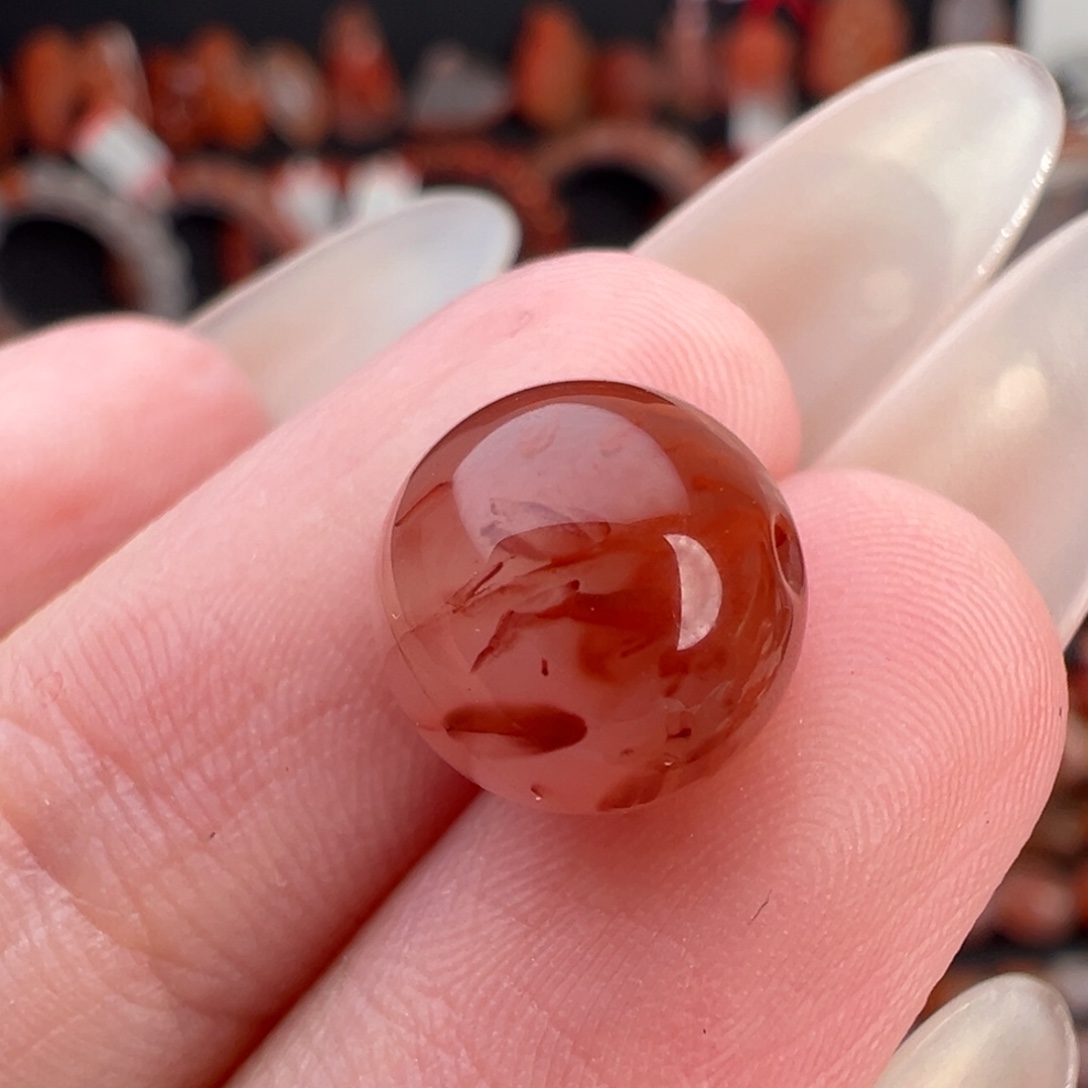 南红玛瑙未镶嵌颈饰火焰单珠卡9+