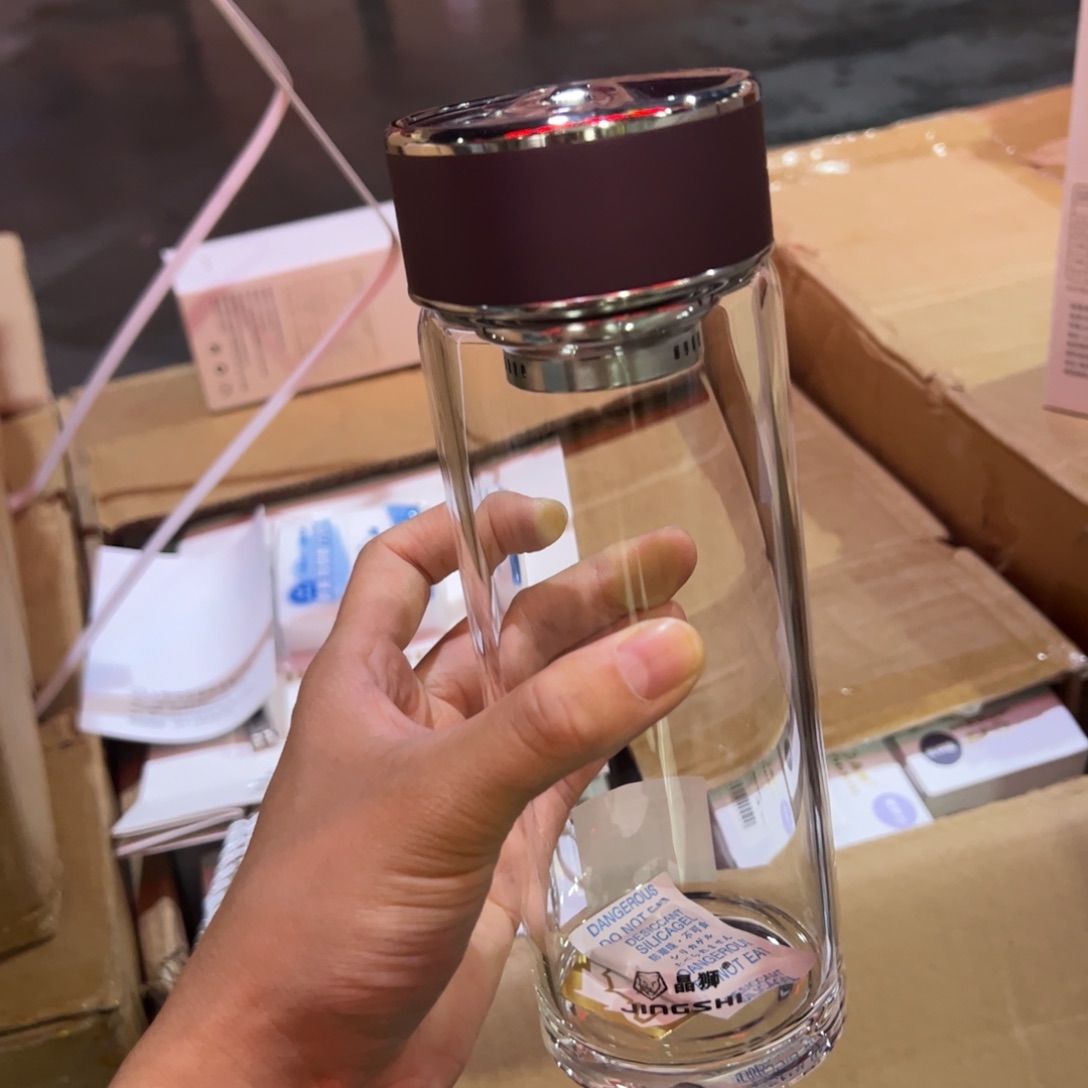 晶单层烫手玻璃杯510提环紫色玻璃杯510