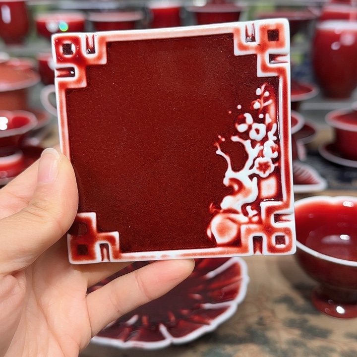 景德镇陶瓷红马坊杯垫