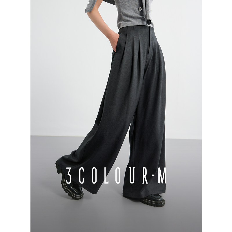 【大叔专属】三彩2025春季新款休闲高腰阔腿裤宽松长裤西装裤dbx