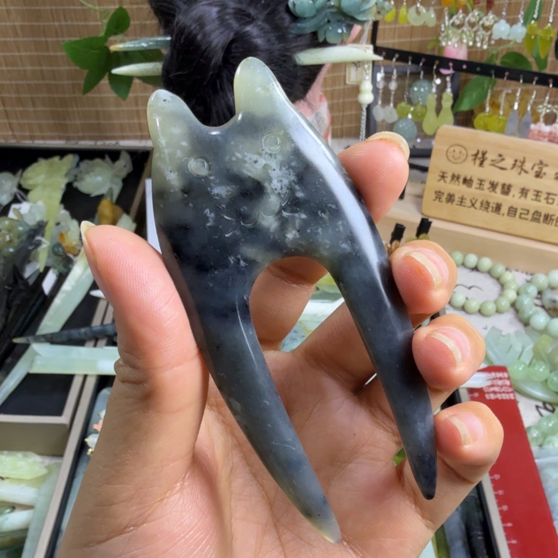 蛇纹石玉未镶嵌发饰