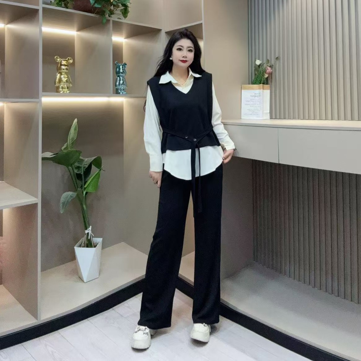 春季三件套-檬 8033时尚休闲洋气简约减龄显瘦款胖MM大码女装新款
