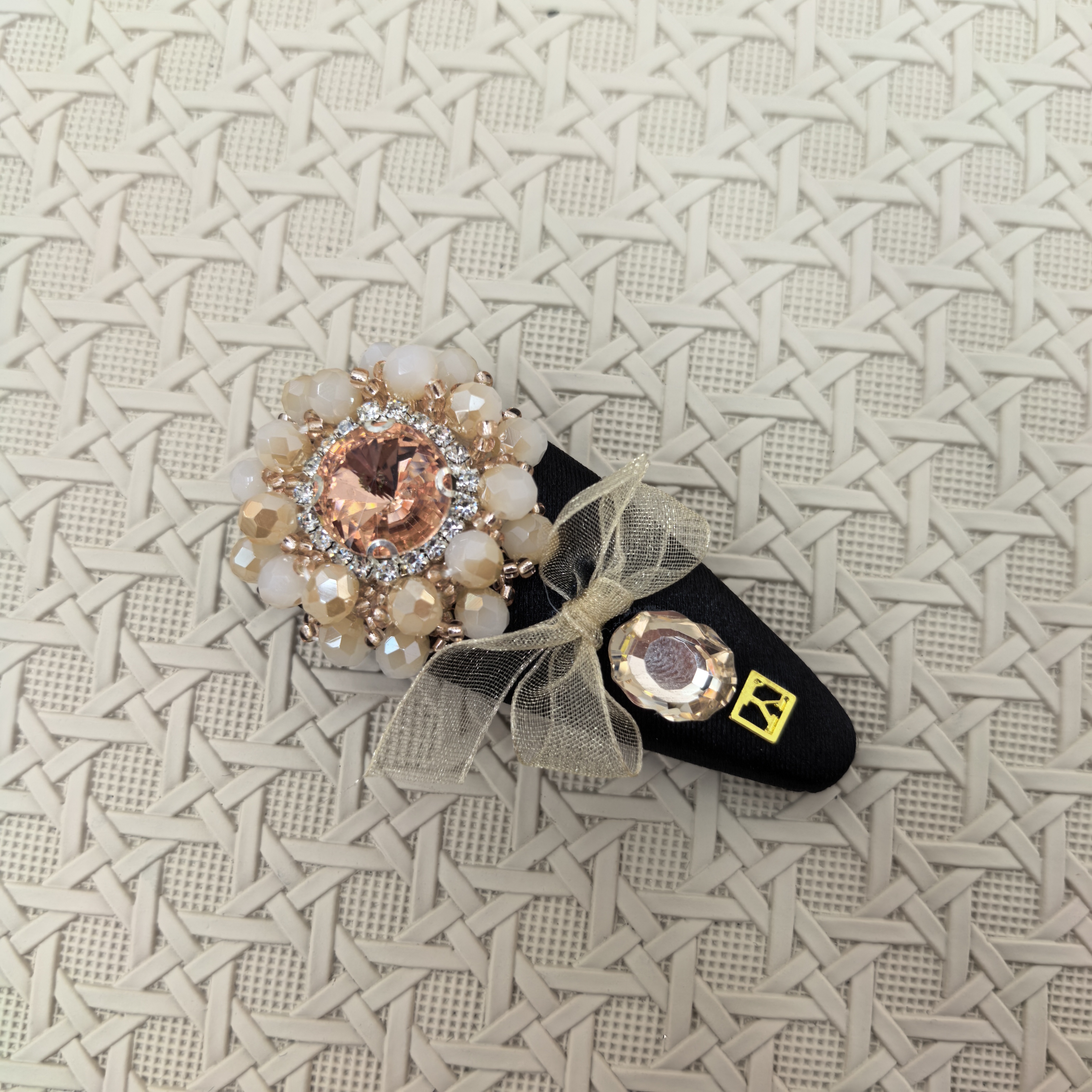 D044橘色闪闪花朵蝴蝶结掰掰夹