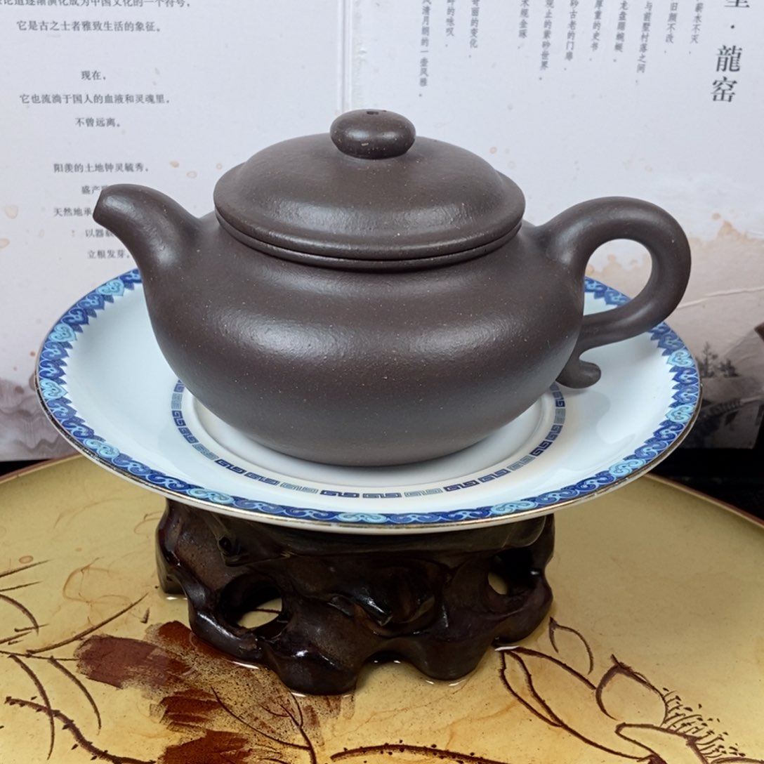 紫砂茶壶大水潭天青全手240 容量宜兴紫砂壶