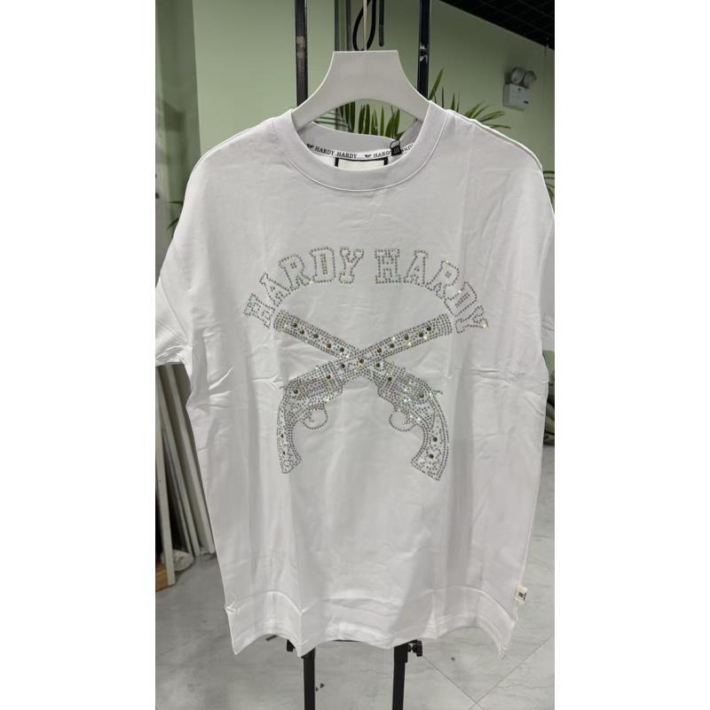 HD-满钻双枪T恤轻奢圆领白色休闲长袖上衣2501