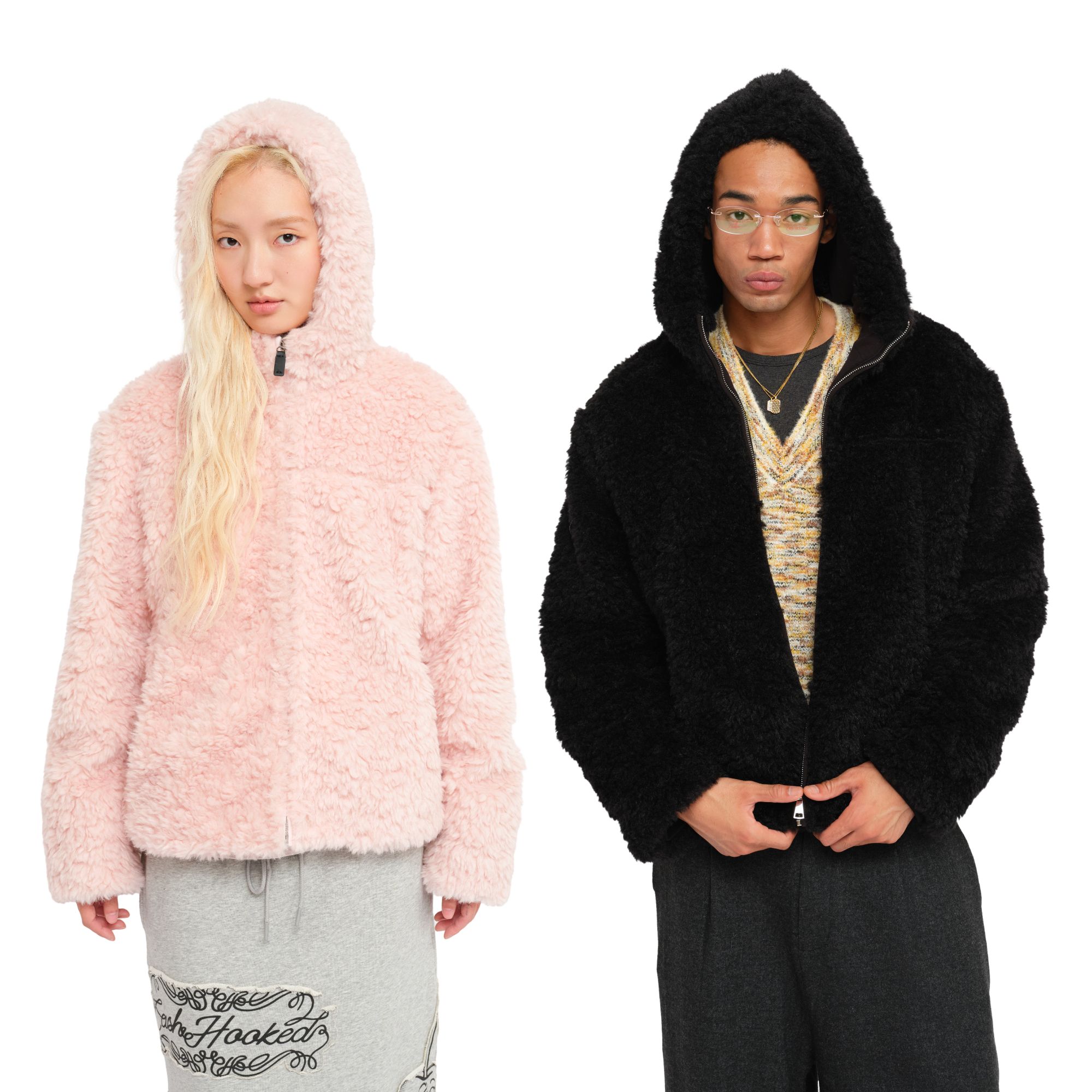 CASHHOOKED CLOTH 25AW 秋冬宽松长毛羊羔绒亲肤内里连帽外套