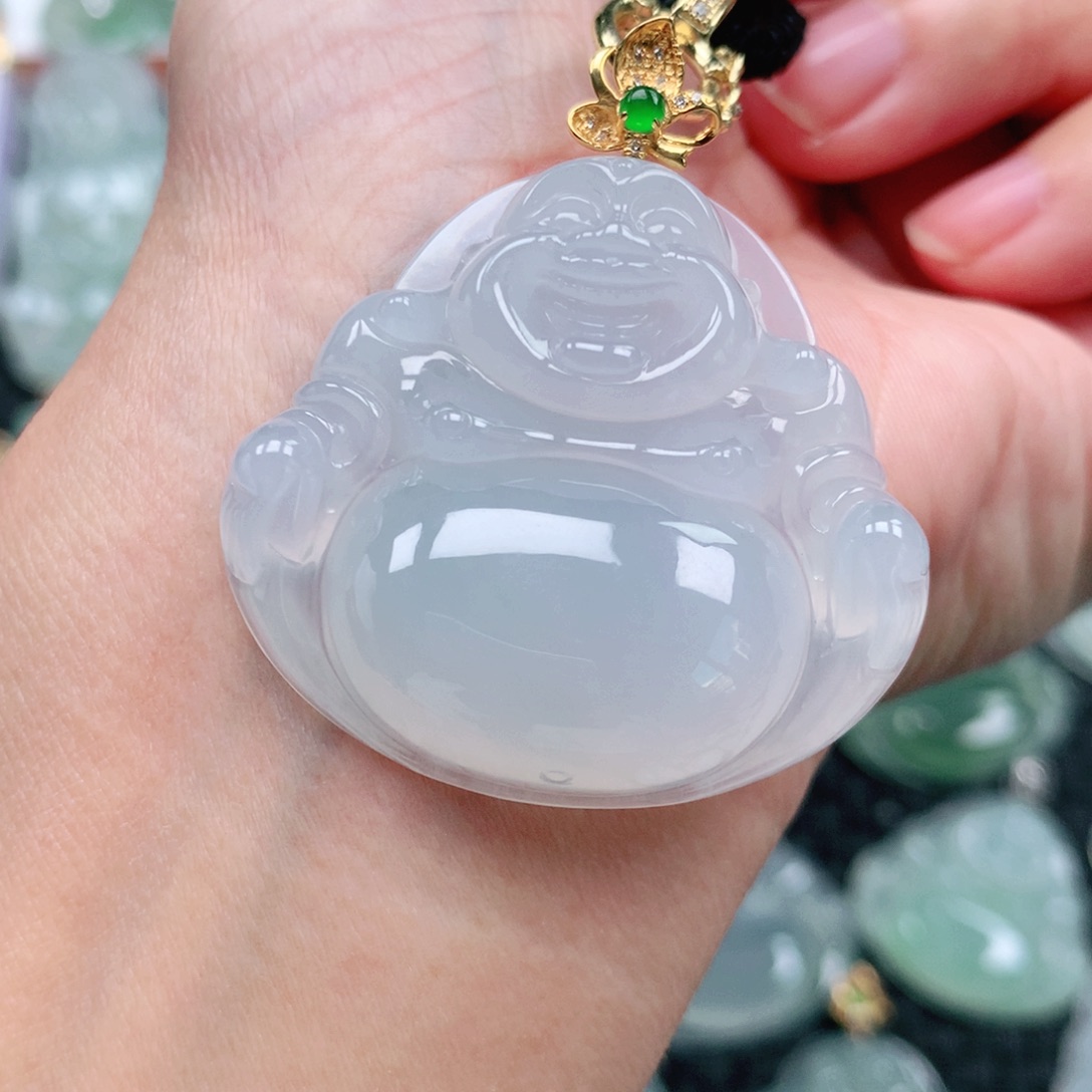 翡翠吊坠(不含链)18K金镶嵌