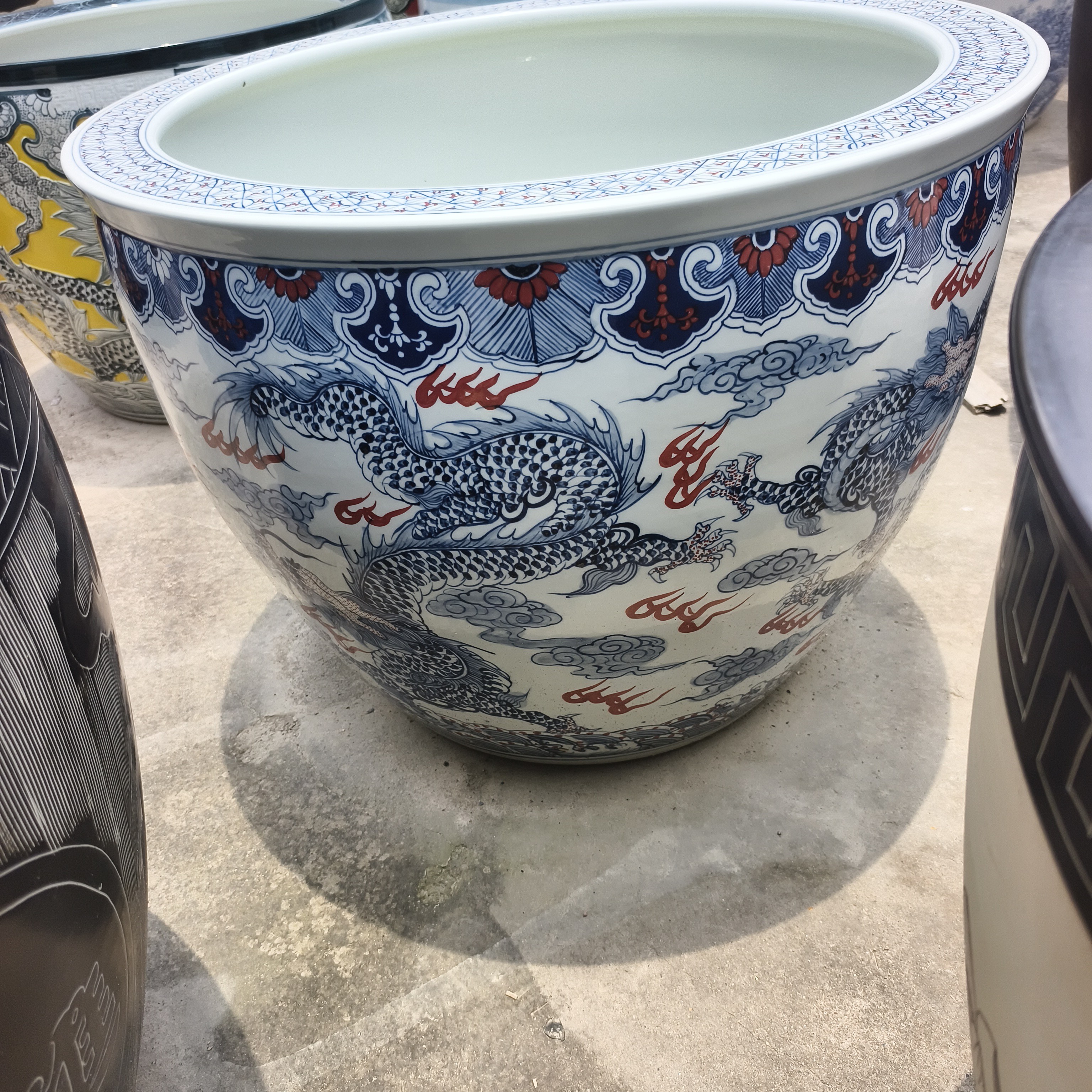 景德镇陶瓷鱼缸庭院水缸户外大缸荷花缸睡莲缸