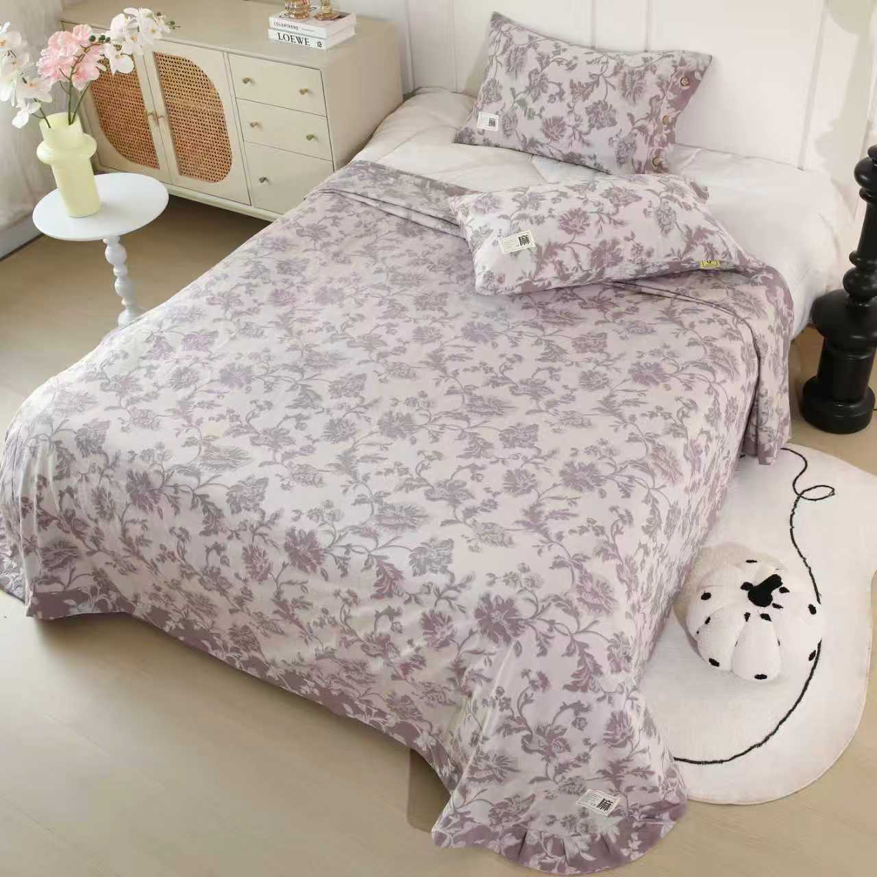 AA版紫色【连理枝-冬被】品牌专柜秋冬棉麻加厚亲肤冬被