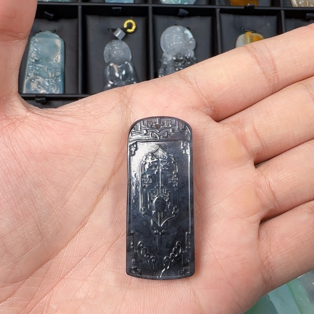 翡翠未镶嵌摆件仿古无事牌