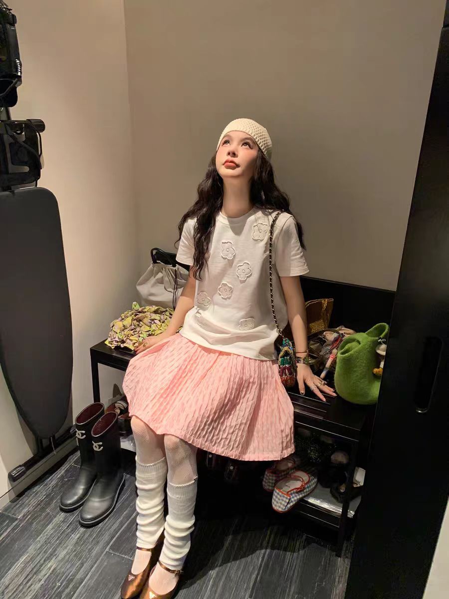 Ruckierz深圳南油原创设计立体花朵2025早春T恤上衣