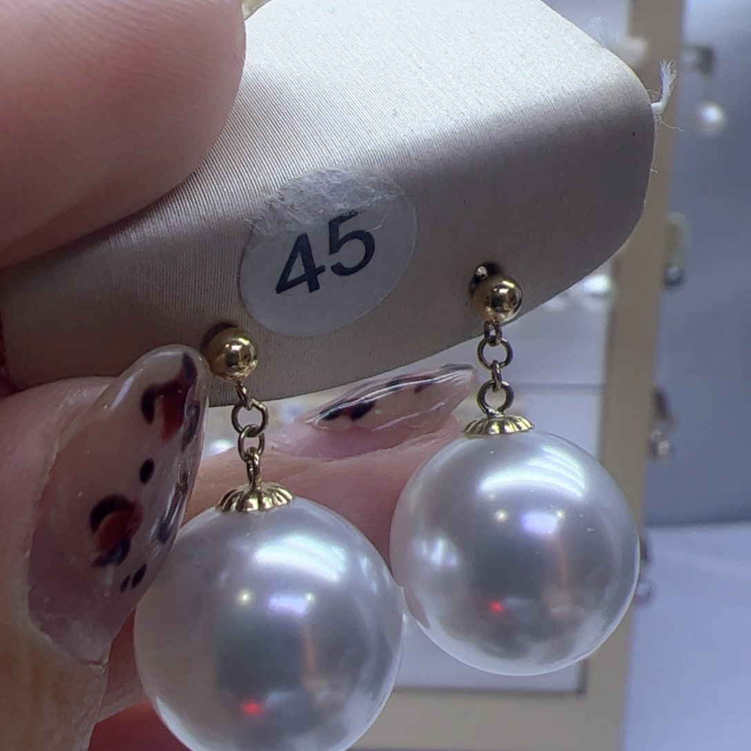 淡水珍珠耳饰18K金镶嵌