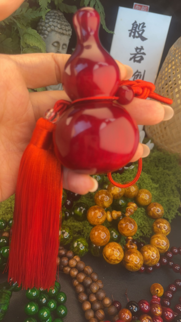 [红色]天然血龙木木串文玩葫芦