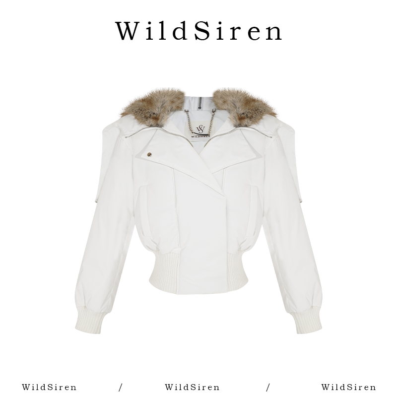 【Wildsiren】秋冬白色连帽收腰显瘦羽绒外套370161