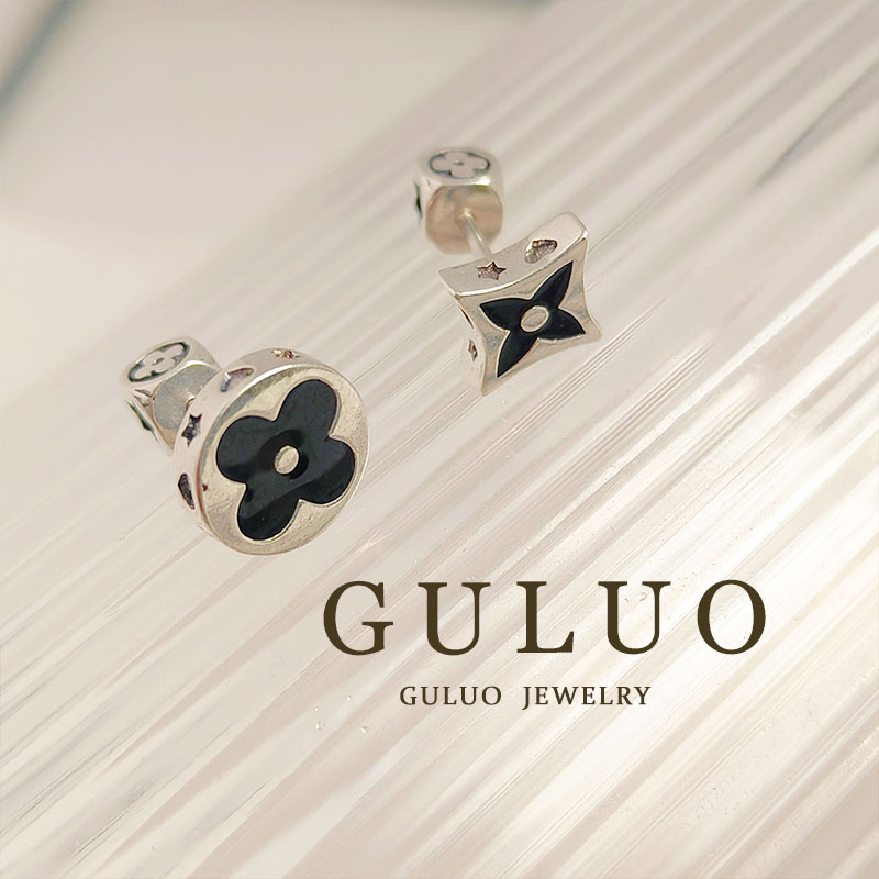 925银耳饰 通体925银AB珐琅花耳钉