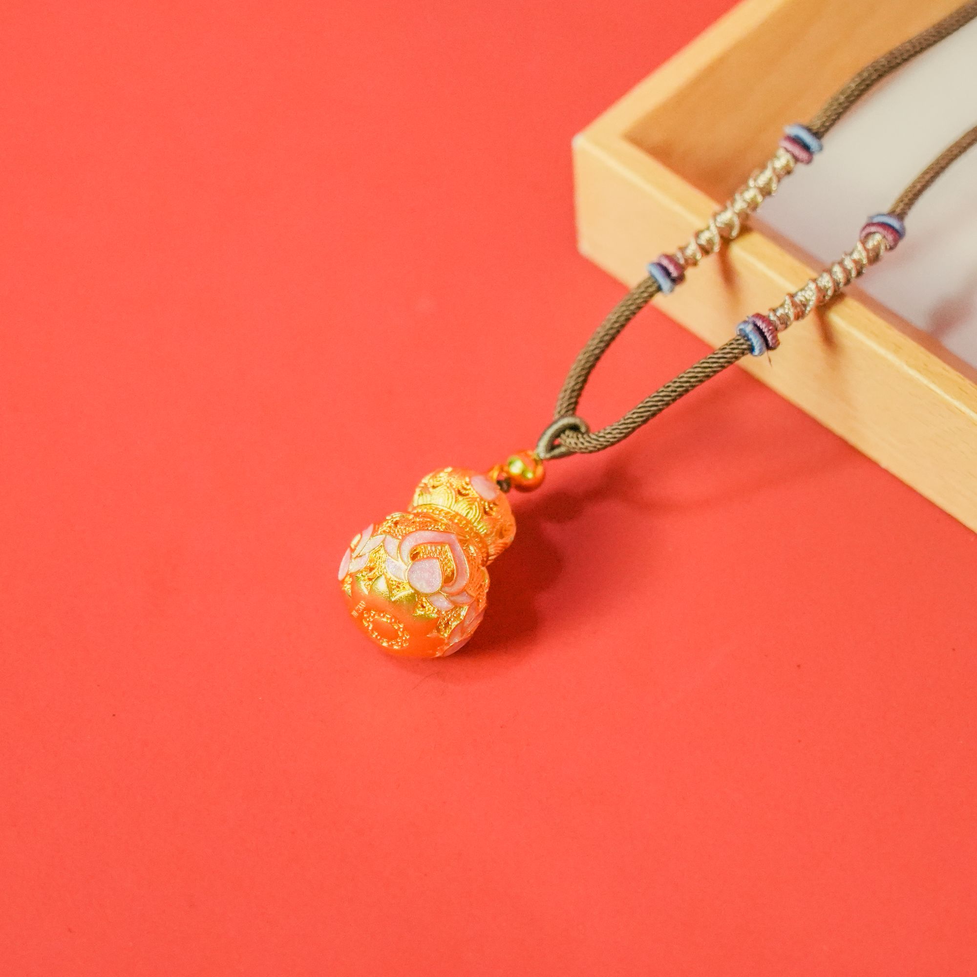 吊坠足银 珐琅镂空葫芦吊坠手工百搭简约气质轻奢时尚国风新中式