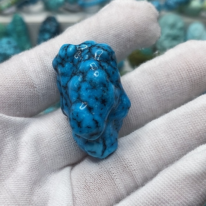 梅***酸绿松石未镶嵌天然原矿 地大质检