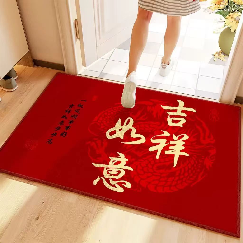 喜庆红色硅藻泥入户门垫防滑吸水易打理脚垫颜色随机