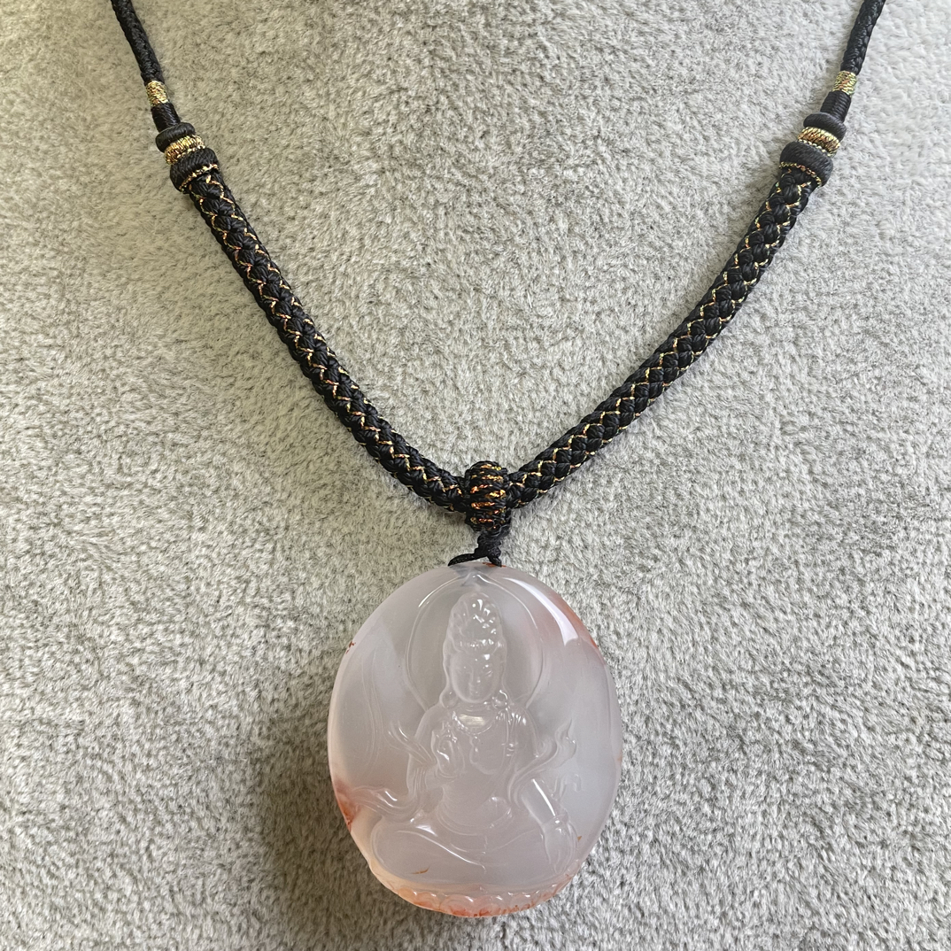 冰飘南红玛瑙吊坠 观音吊坠