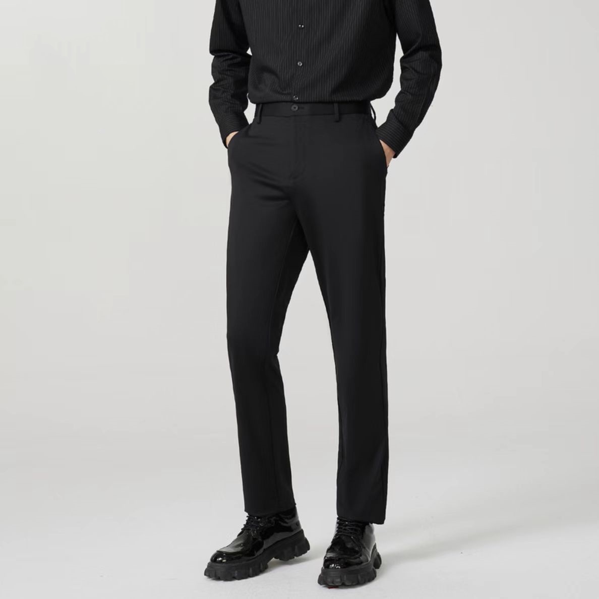 HK352剪标夏季男士轻薄六面弹休闲裤简约百搭纯色长裤