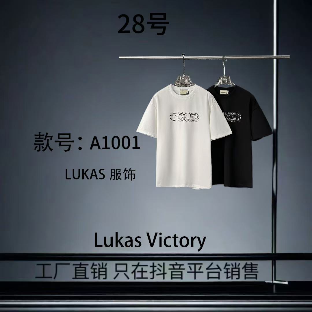 【28 】KK新款珍珠背压花潮流圆领宽松男女同款短袖-A1001