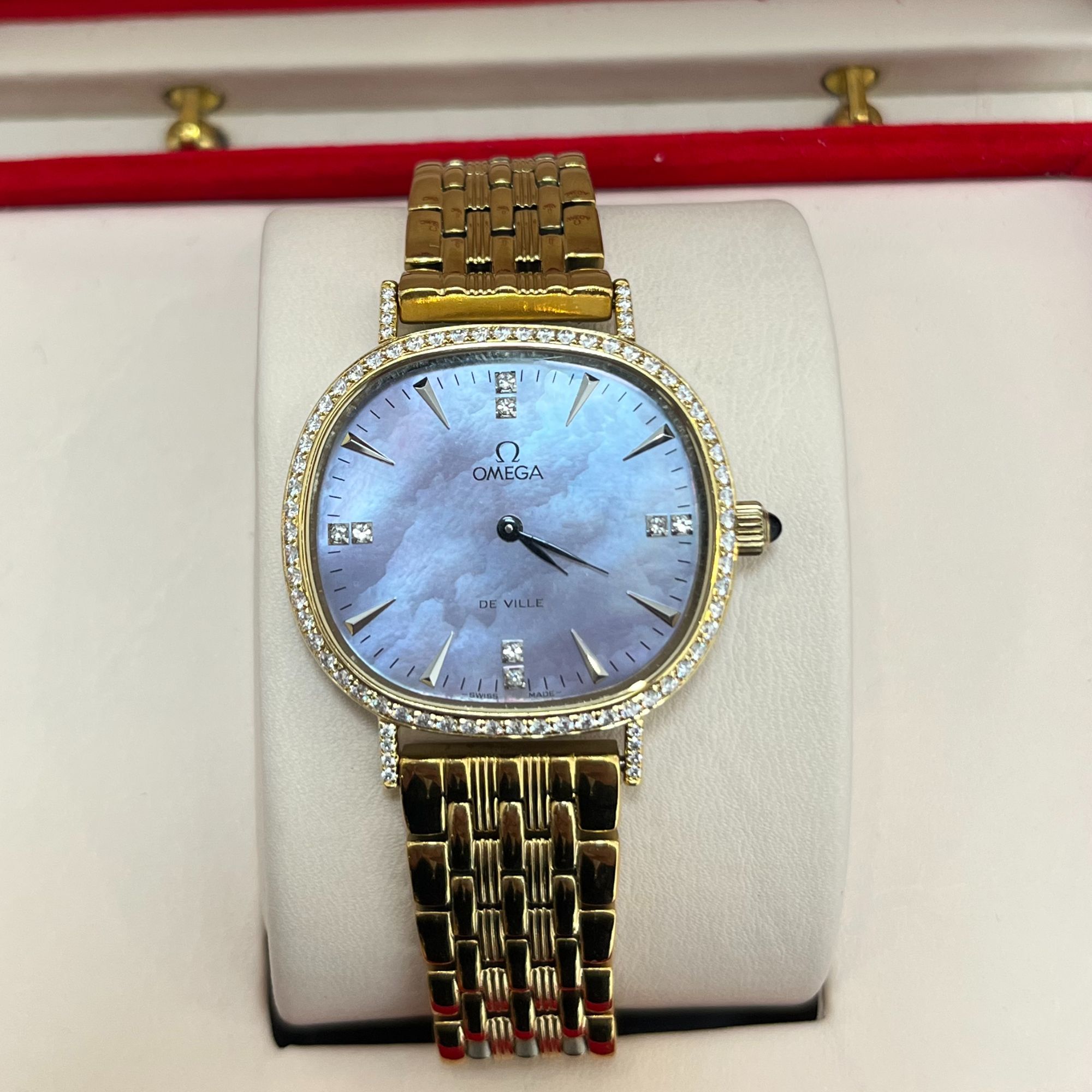 95新 Omega/欧米茄 29*32mm手动机械表JM4675碟飞后镶钻瑞士名表