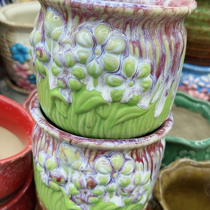 多肉绿植陶瓷花盆9.9包邮，有孔