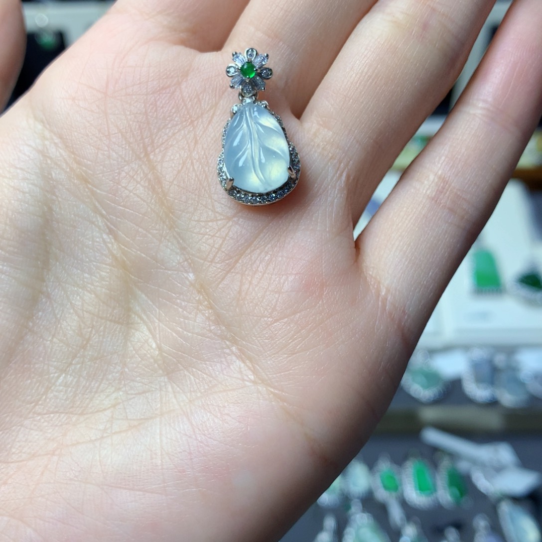 翡翠银S925镶嵌挂件