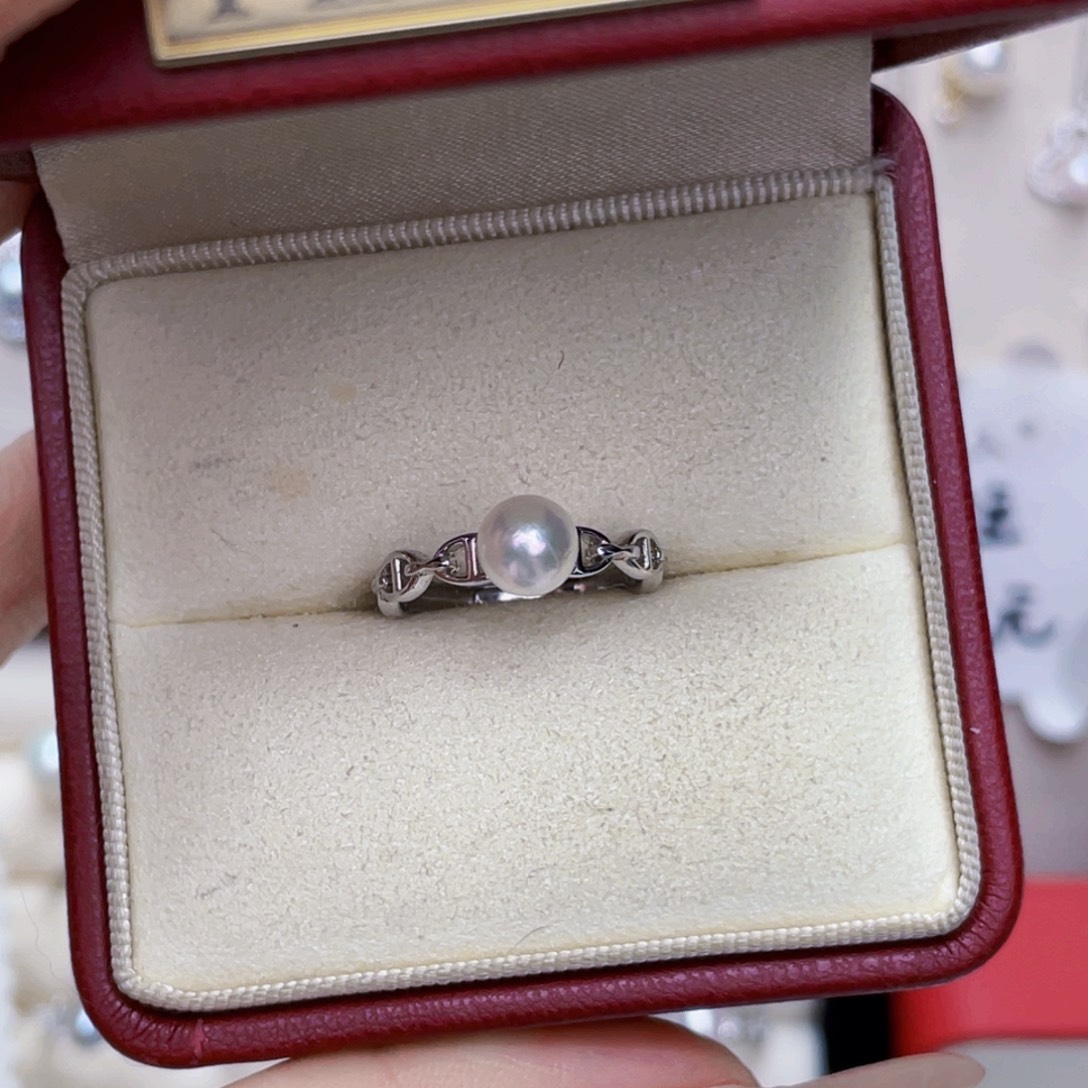 海水珍珠银S925镶嵌戒指