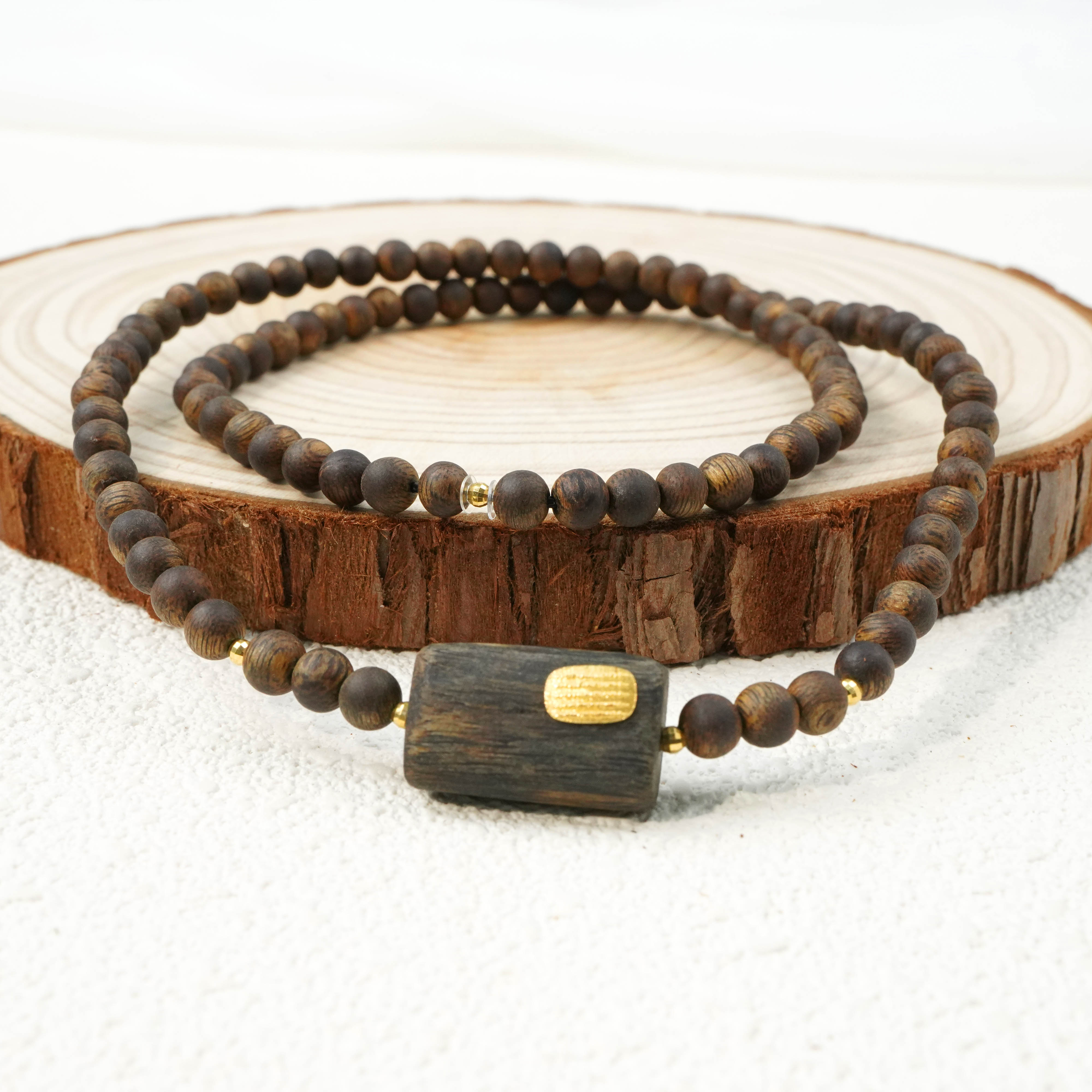 沉香【明星同款】沉香卡五三圈无事牌18（天然珠宝多样性发其一）