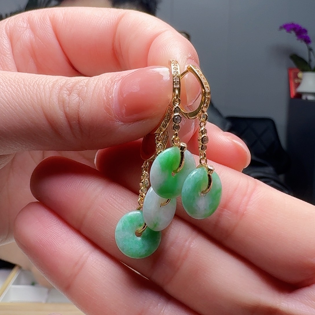 翡翠银S925镶嵌耳饰多样性发货其一