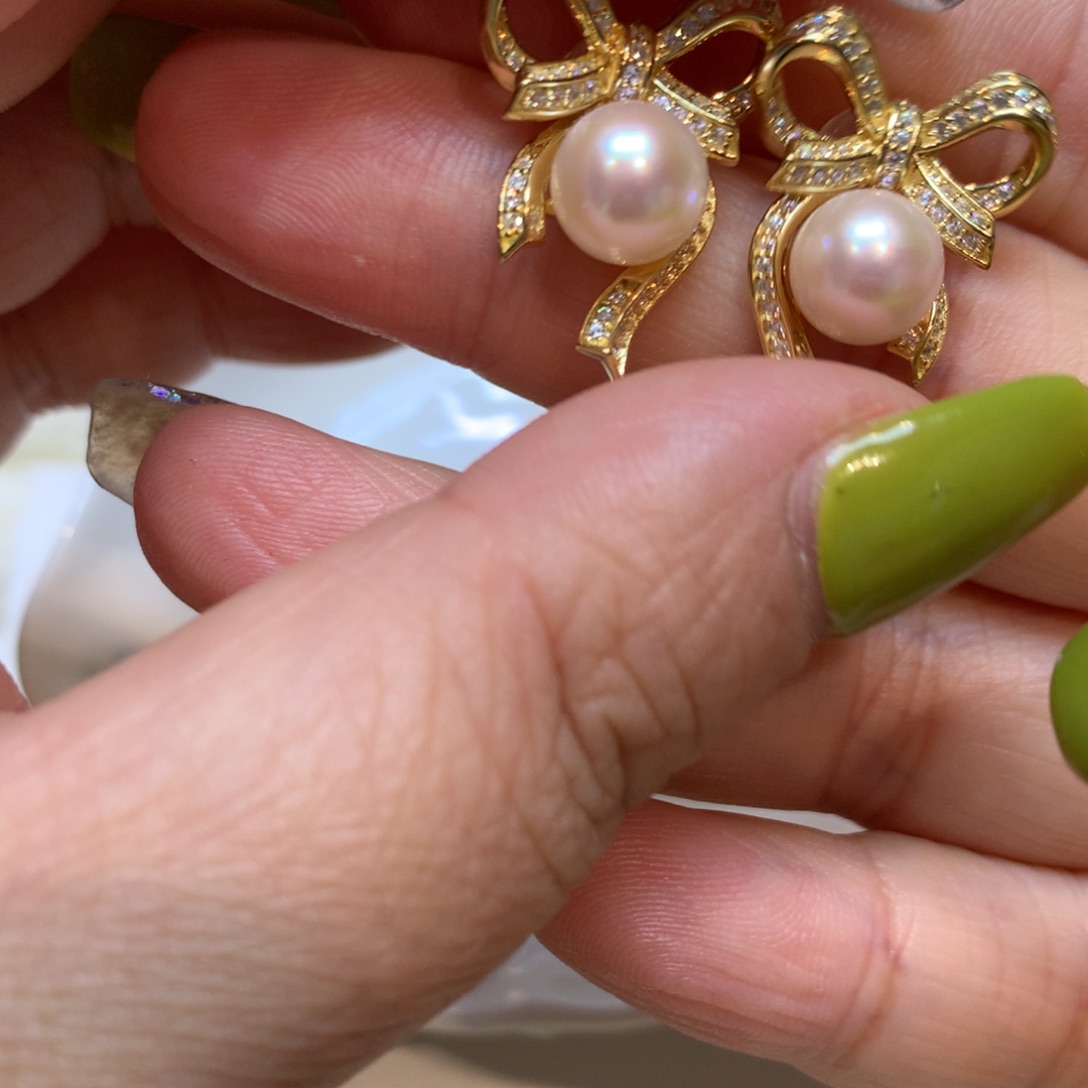 银S925镶嵌海水珍珠耳饰