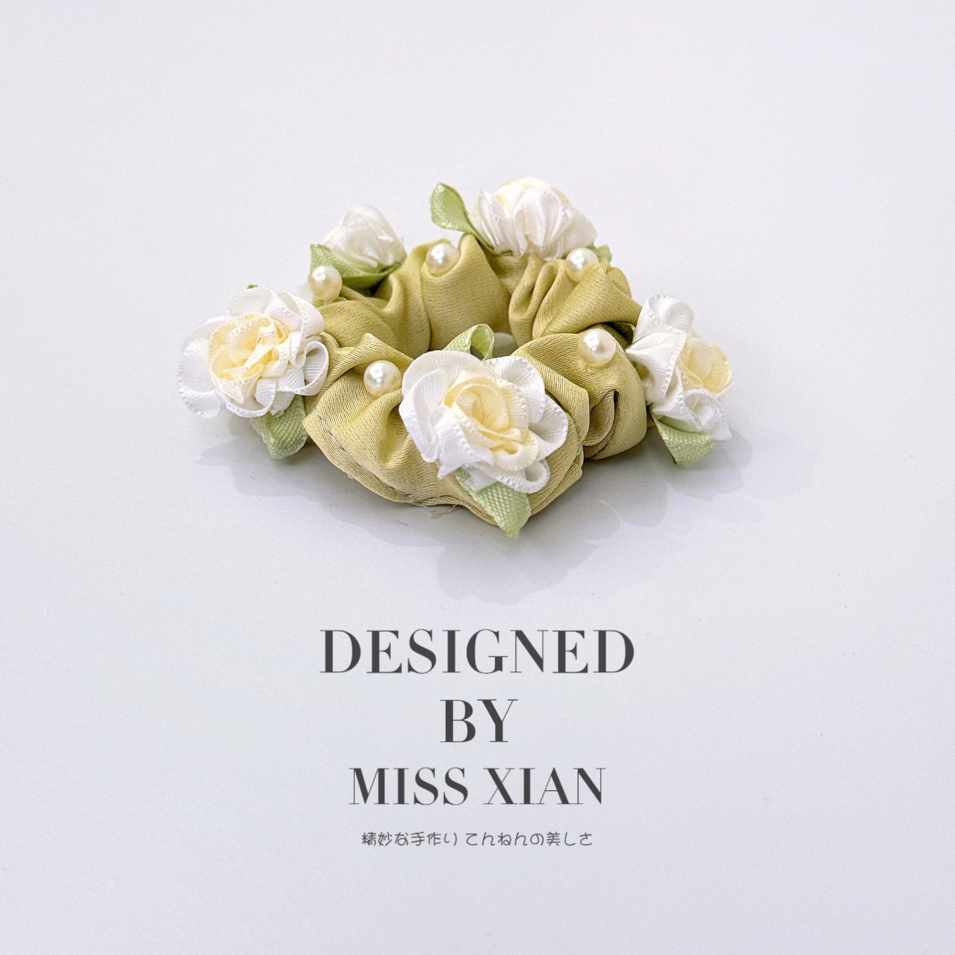 清新森系茉莉花大肠发圈韩式春夏山茶花少女高级感头绳丸子头发饰