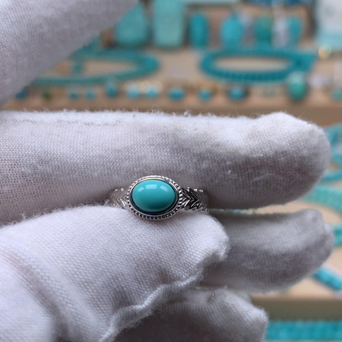 绿松石戒指银S925镶嵌