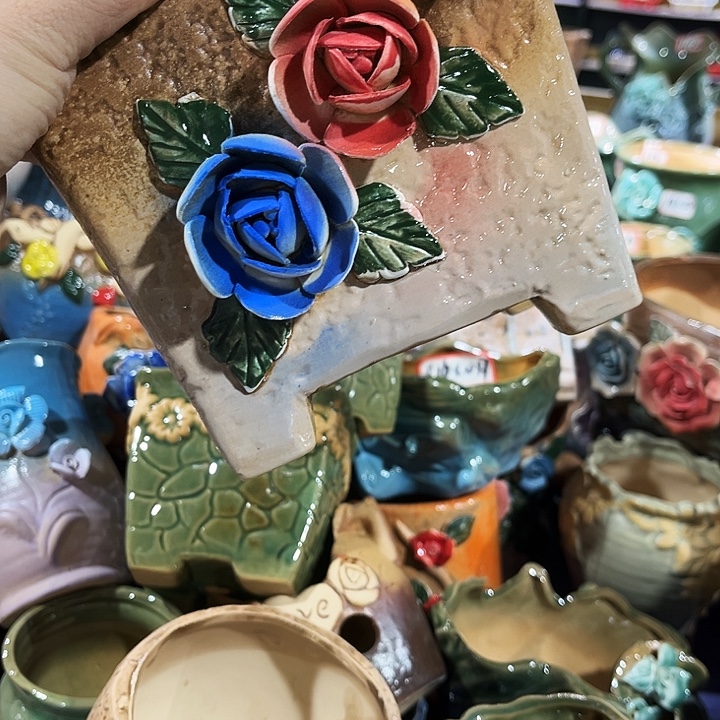 瓷片花盆多肉植物艺术品