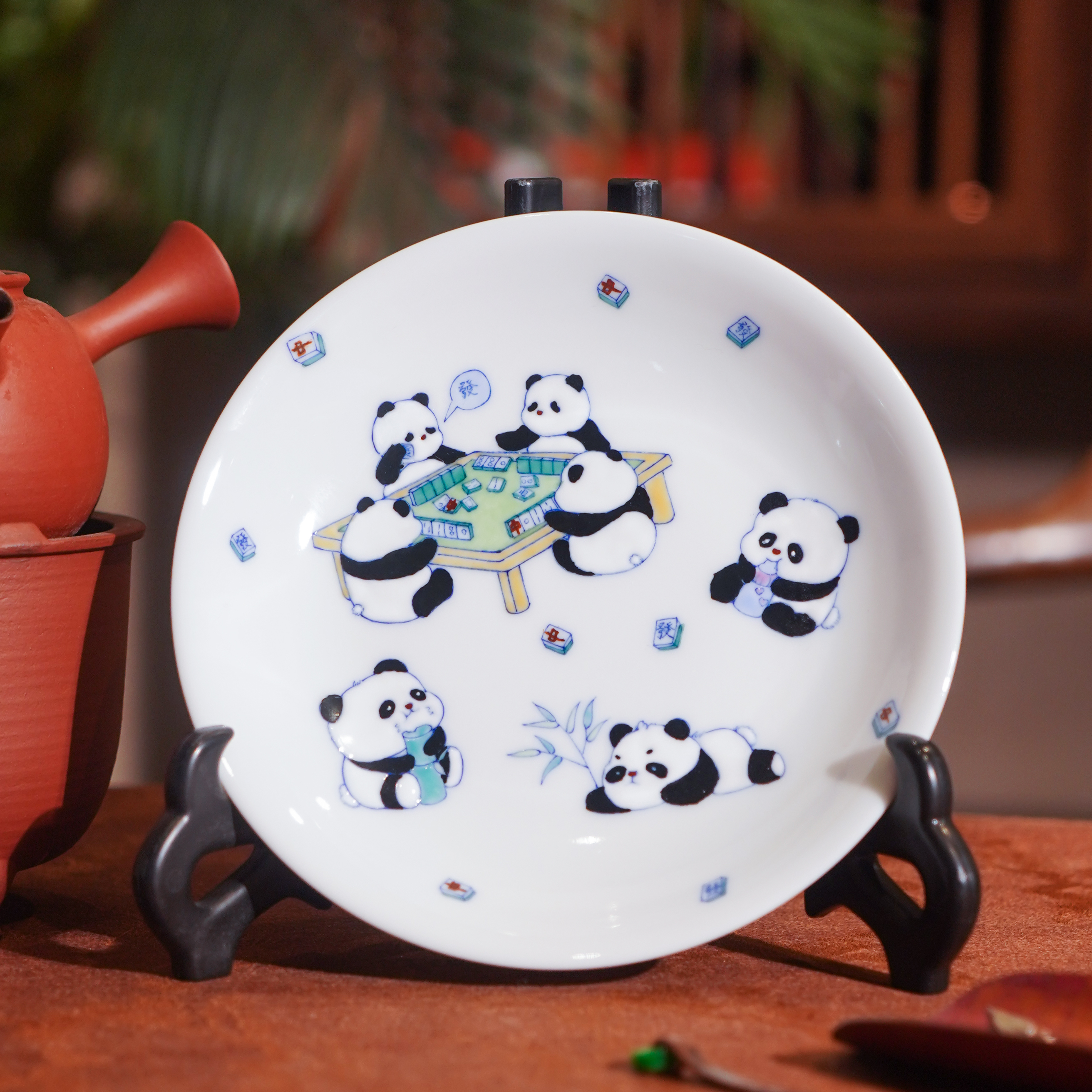 独妙芳华   斗彩熊猫壶承   茶具茶杯纯手绘陶瓷 DCDM0257