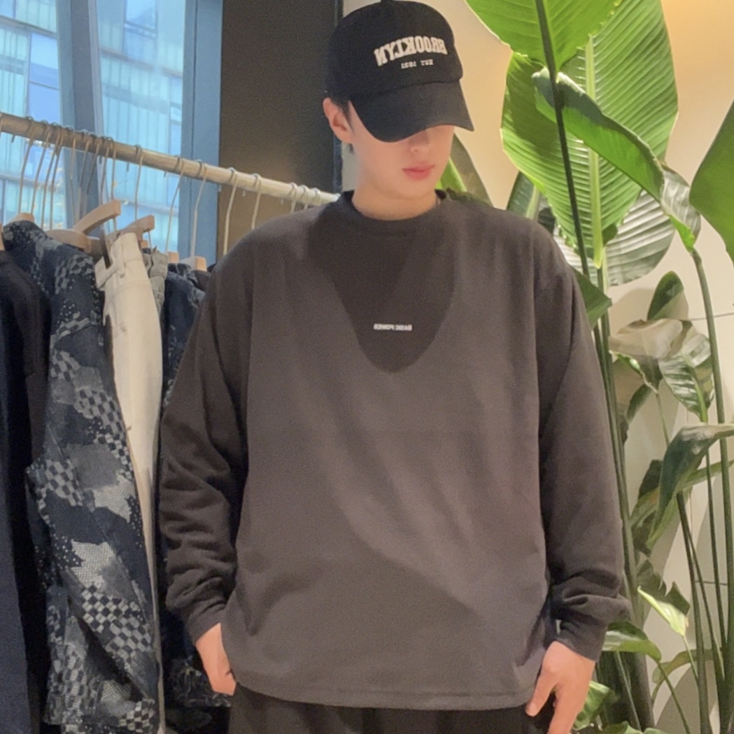 秋冬新款品质保暖内搭纯色烫银T恤长袖简约日系港风潮流 LF25239