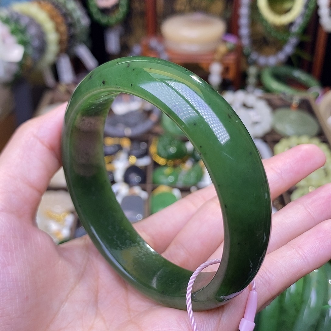 和田玉未镶嵌碧玉清货手镯56.5圈口
