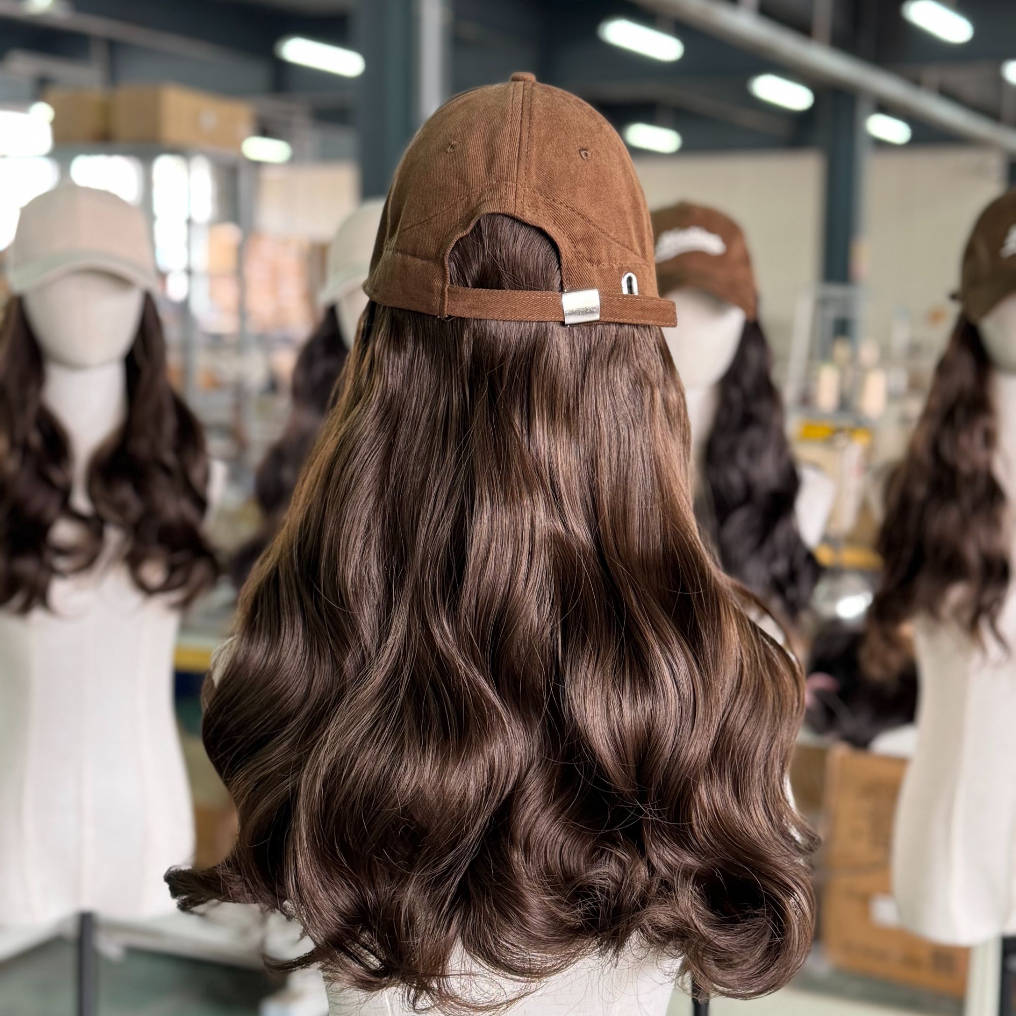 帽子假发一体女宽帽檐设计师款韩系鸭舌帽减龄少女风氛围感大波浪