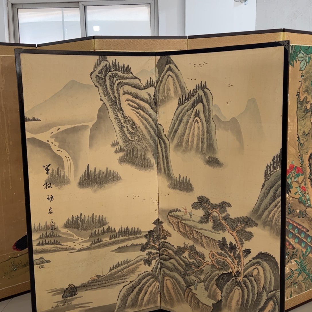 绘画屏风框画茶空间设计