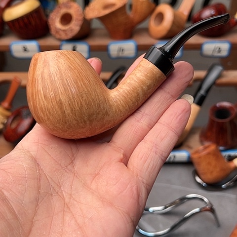 昌化石印石河****辰石楠木手工制作烟斗