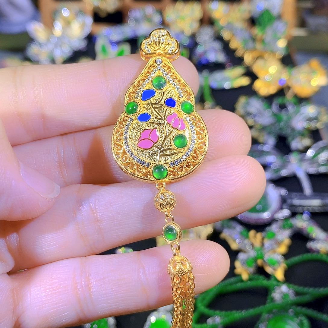 吊坠(不含链)银S925镶嵌翡翠