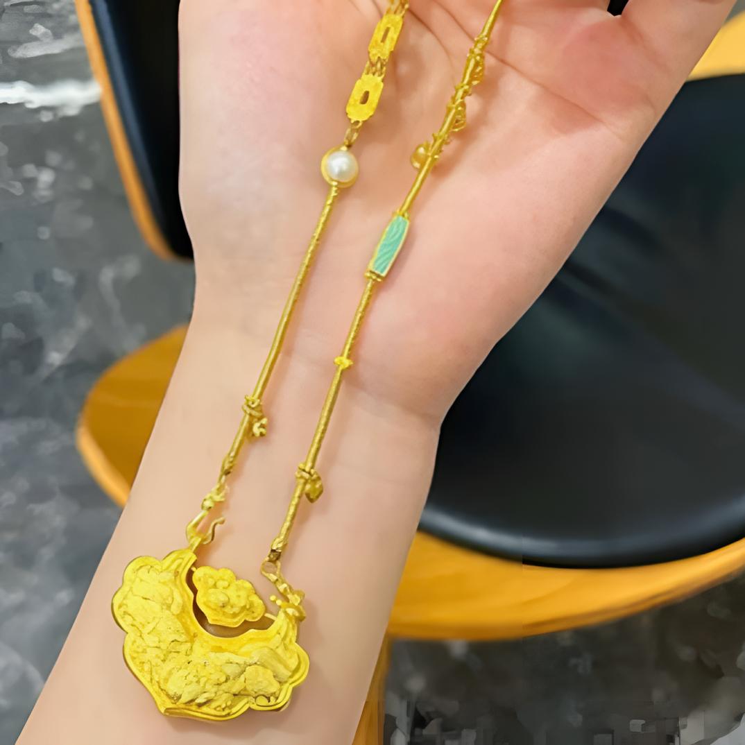 合金吊坠 合金项链 古法精工锦鲤链条款锁包 线下同款锦鲤锁项链