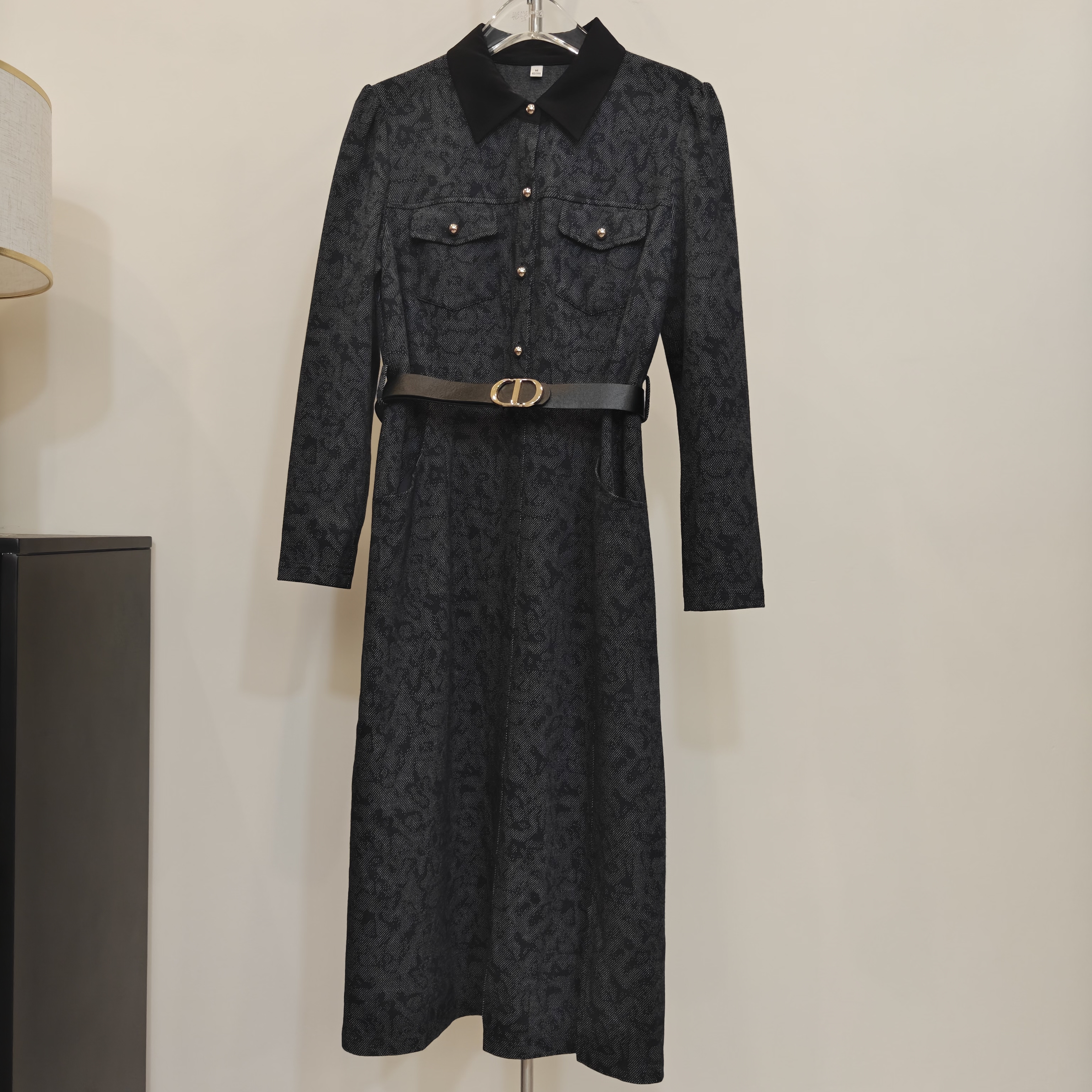 歌哥优质轻奢老花秋冬款女装休闲通勤连衣裙932时尚