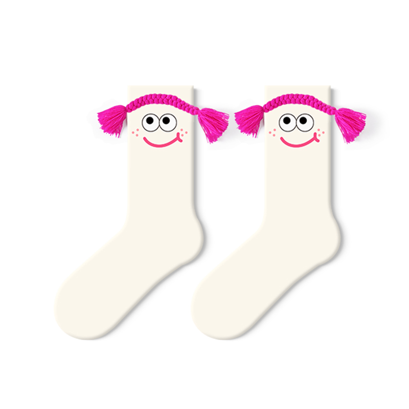 丑萌趣味袜子女中筒袜夏季款2025新款可爱DIY搞怪春秋无骨长袜