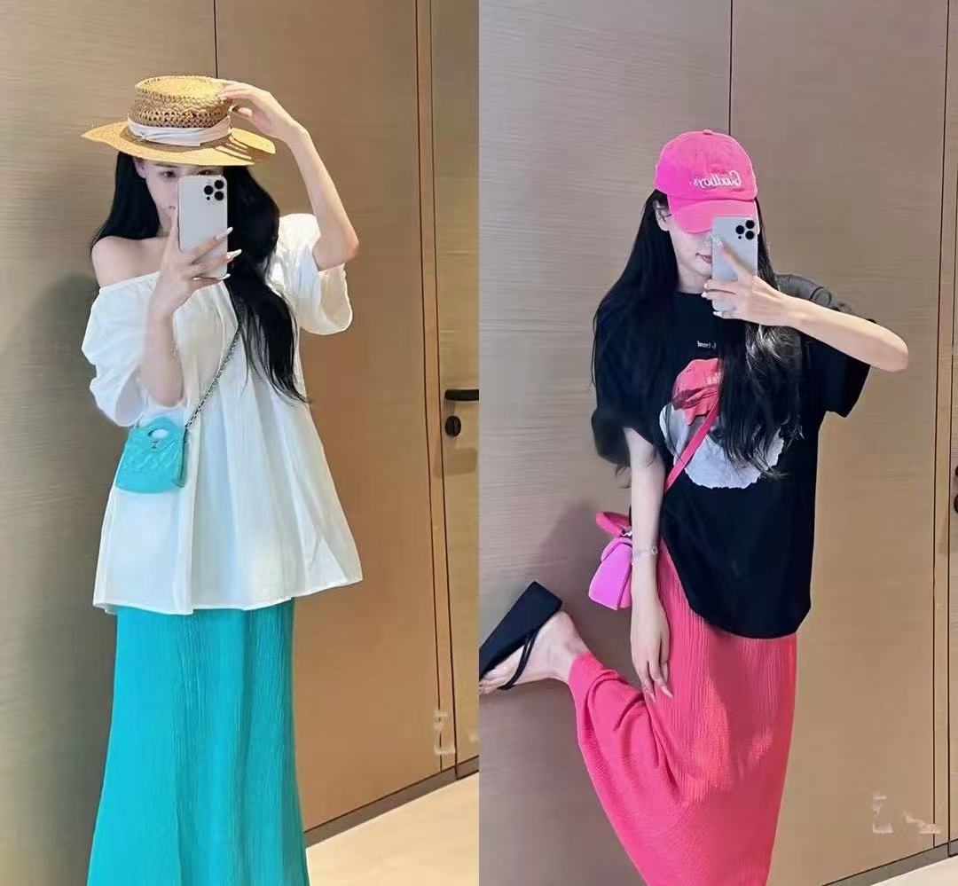 甜美可爱风美式个性女短袖夏季千金休闲衣服+半身裙兩件套