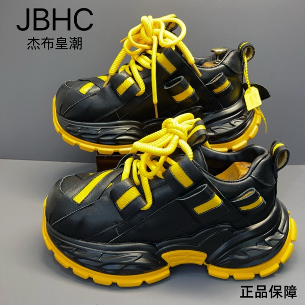 欧货高端男鞋秋季新款头层牛皮厚底增高潮流软底运动休闲鞋老爹鞋