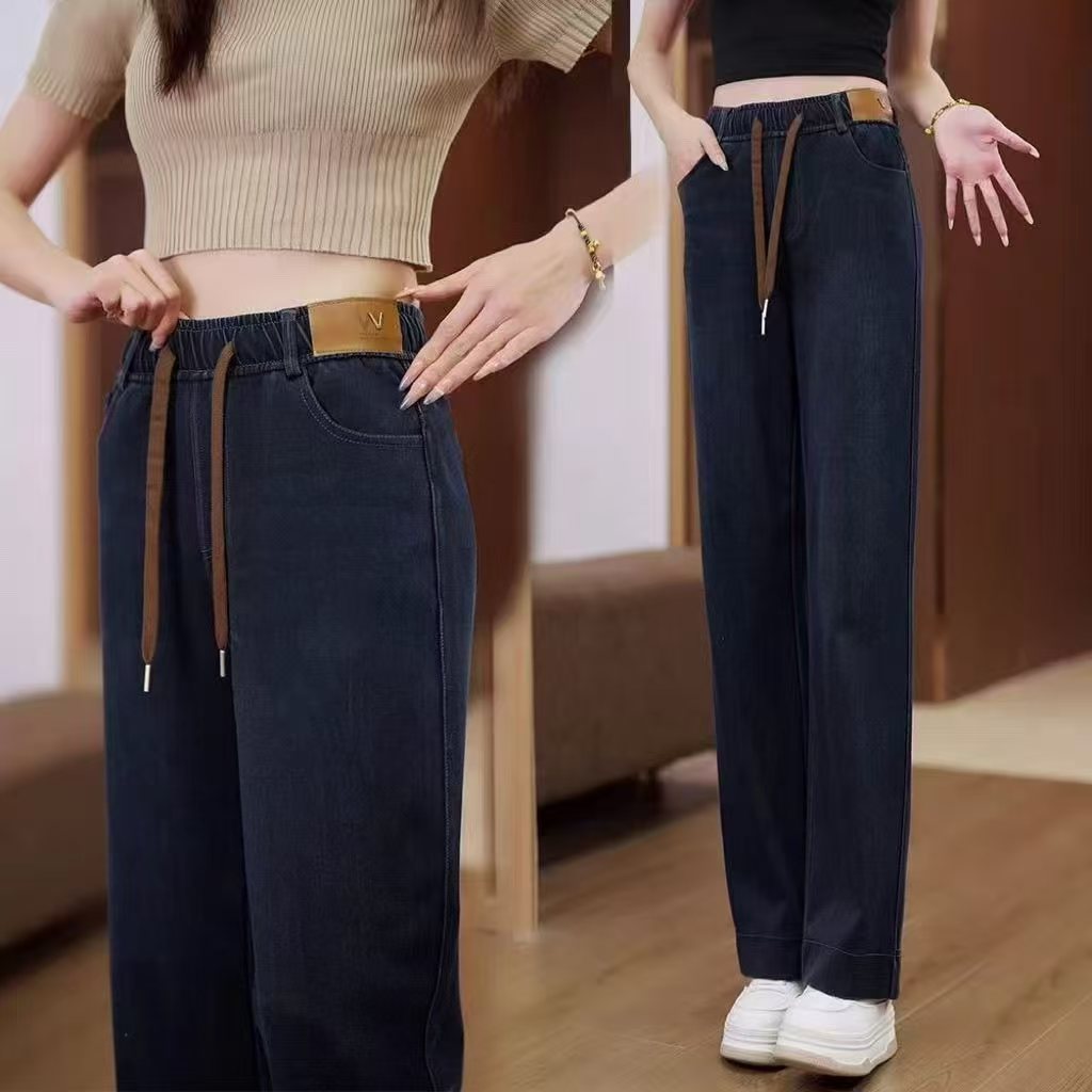 【运费补贴】新款秋冬加绒加厚外穿休闲宽松大码中老年妈妈牛仔裤
