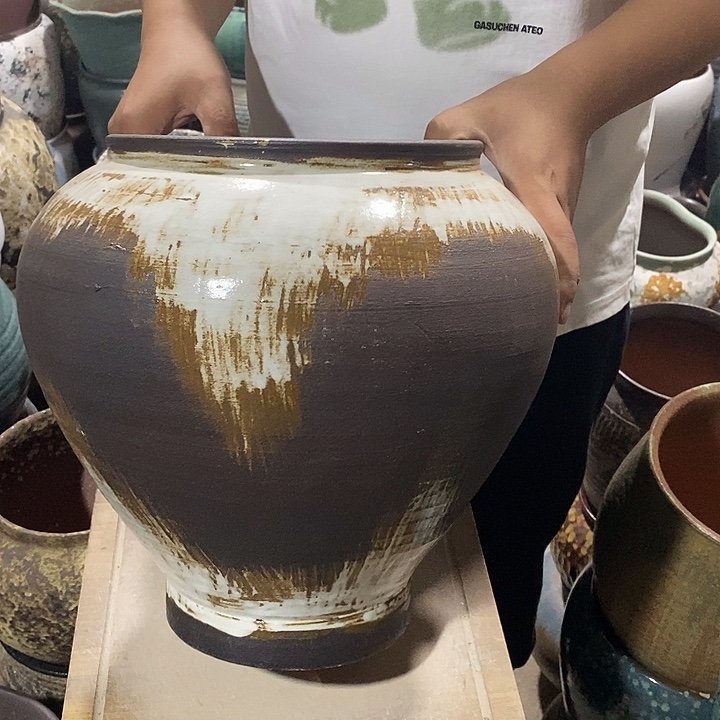 紫砂花盆口23高度32黑咖……